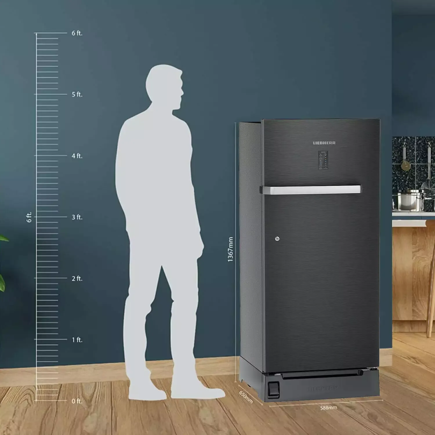 Liebherr DFBBSD 1925, 191L 4 Star Pure Single-door refrigerator with iCoolTouch UI, Foot Pedal, Base Drawer, 20 Years Warranty on Compressor, Black Steel Liebherr DFBBSD 1925, 191L 4 Star Pure Single-door refrigerator with iCoolTouch UI, Foot Pedal, Base Drawer, 20 Years Warranty on Compressor, Black Steel