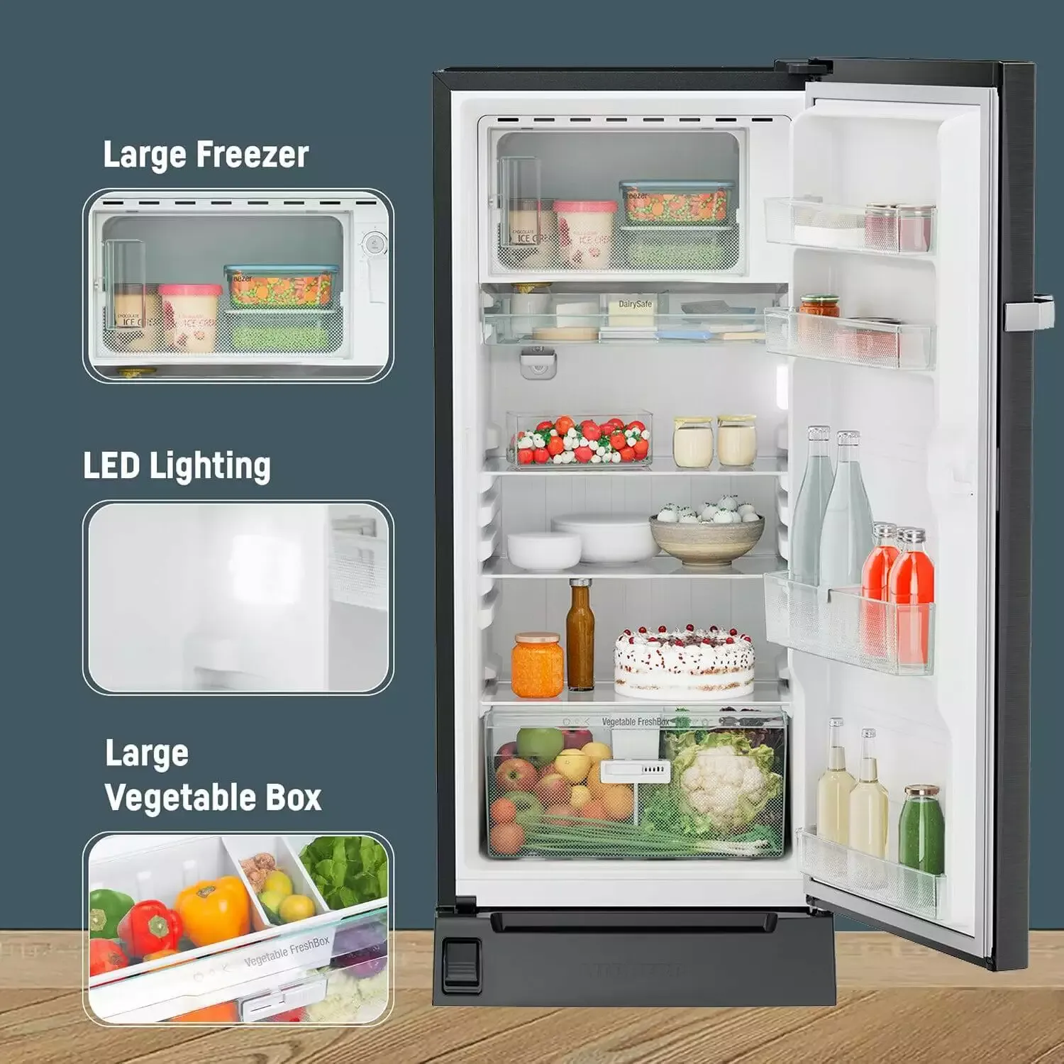 Liebherr DFBBSD 1925, 191L 4 Star Pure Single-door refrigerator with iCoolTouch UI, Foot Pedal, Base Drawer, 20 Years Warranty on Compressor, Black Steel Liebherr DFBBSD 1925, 191L 4 Star Pure Single-door refrigerator with iCoolTouch UI, Foot Pedal, Base Drawer, 20 Years Warranty on Compressor, Black Steel