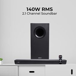AKAI SB 140 140W RMS Digital Multimedia Soundbar with Wired Subwoofer for Extra Deep Bass 21 Channel Surround Home Theatre with Remote HDMI ARC AUX USB Bluetooth Optical Connectivity 140W 0 1