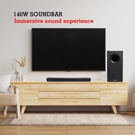 AKAI SB 140 140W RMS Digital Multimedia Soundbar with Wired Subwoofer for Extra Deep Bass 21 Channel Surround Home Theatre with Remote HDMI ARC AUX USB Bluetooth Optical Connectivity 140W 0 2