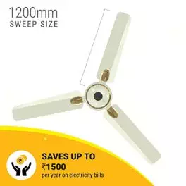 Atomberg Efficio 1200 mm BLDC Motor with Remote 3 Blade Ceiling Fan Pearl Ivory Pack of 1Formerly Gorilla 0 0