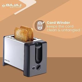 Bajaj ATX 3 750 Watt Pop up Toaster 2 Slice Automatic Pop up Toaster Dust Cover Slide Out Crumb Tray 6 Level Browning Controls 2 Year Warranty by Bajaj BlackSilver Electric Toaster 0 3