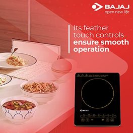Bajaj Magnifique 2000W Induction Cooktop with Insect Protection Pan Sensor Technology 7 Auto Cook Indian Menus Polished Glass with Premium Dual Tone Touch Buttons Black Gold Electric Stove 0 0