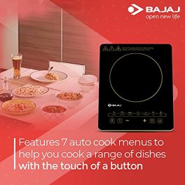 Bajaj Magnifique 2000W Induction Cooktop with Insect Protection Pan Sensor Technology 7 Auto Cook Indian Menus Polished Glass with Premium Dual Tone Touch Buttons Black Gold Electric Stove 0 1