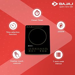 Bajaj Magnifique 2000W Induction Cooktop with Insect Protection Pan Sensor Technology 7 Auto Cook Indian Menus Polished Glass with Premium Dual Tone Touch Buttons Black Gold Electric Stove 0 3