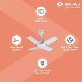 Bajaj Maxima 600 mm Ceiling Fans for Home BEE StarRated Energy EfficientRust Free Coating for Long Life High Air Delivery 2 Yr Warranty by BajajWhite Ceiling Fan 0 2