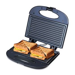 Bajaj SWX 4 Deluxe 800 Watt 2 Slice Grill Sandwich Maker Non Stick Coated Plates for Easy to Clean Upright Compact Storage Buckle Clips Lock 2 Yr Warranty by Bajaj Black Sandwich Toaster 0