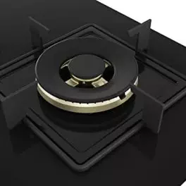 Bosch Built in Gas Hob Black Tempered glass Glass 4 Burner Auto Ignition 90 cm True Brass 2D Ring Burners with Glossy Black Heat Shields Enameld pan supports PNF9B6F10I 0 0