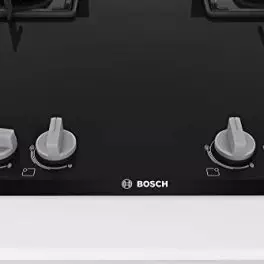 Bosch Built in Gas Hob Black Tempered glass Glass 4 Burner Auto Ignition 90 cm True Brass 2D Ring Burners with Glossy Black Heat Shields Enameld pan supports PNF9B6F10I 0 1