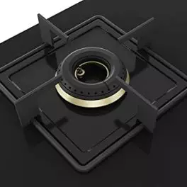 Bosch Built in Gas Hob Black Tempered glass Glass 4 Burner Auto Ignition 90 cm True Brass 2D Ring Burners with Glossy Black Heat Shields Enameld pan supports PNF9B6F10I 0 3