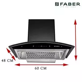 Faber 60 cm 1200 m3hr Heat Auto Clean Chimney Hood Crest Plus HC SC BK 60 Filterless Touch Gesture Control Black 0 0