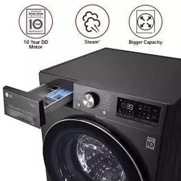 LG 105 Kg 70 Kg Wi Fi Inverter AI Direct Drive Fully Automatic Front Load Washer Dryer FHD1057STB Steam In built Heater 6 Motion DD Black Steel 0 2