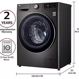 LG 105 Kg 70 Kg Wi Fi Inverter AI Direct Drive Fully Automatic Front Load Washer Dryer FHD1057STB Steam In built Heater 6 Motion DD Black Steel 0 3