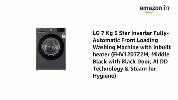 LG 7 Kg 5 Star AI Direct Drive Fully Automatic Front Loading Washing Machine FHV1207Z2M Middle Black Steam for Hygiene Wash 0 0