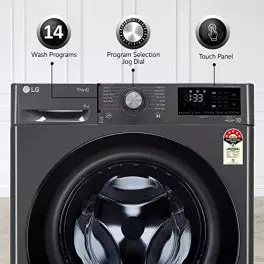 LG 8 Kg 5 Star Inverter Wi Fi Fully Automatic Front Loading Washing Machine with Inbuilt heater FHP1208Z5M Middle Black AI DD Technology Steam for Hygiene 0 2