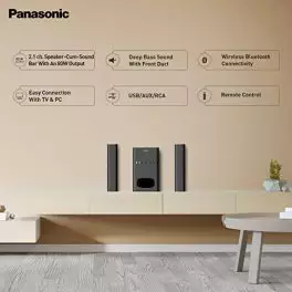 Panasonic Sc Ht260Gw K 80 W 21 Ch USB Auxiliary Multimedia Speaker System with Convertible Soundbar and Multi Connectivity Option Black 0 0