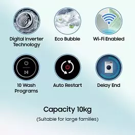 Samsung 10 Kg 5 Star Wi Fi Enabled Inverter Fully Automatic Top Loading Washing Machine WA10BG4546BDTL Versailles Gray Ecobubble 0 0