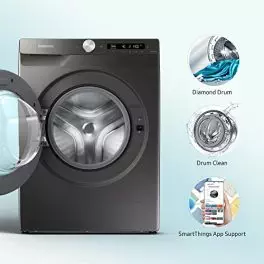 Samsung 8 Kg 5 Star Wi Fi Enabled Inverter Fully Automatic Front Load Washing Machine WW80T504DAN1TL Inox AI Control In Built Heater 0 1