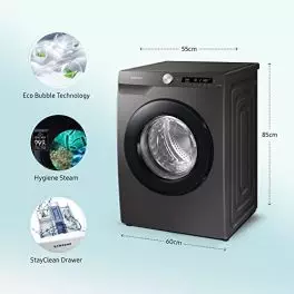 Samsung 8 Kg 5 Star Wi Fi Enabled Inverter Fully Automatic Front Load Washing Machine WW80T504DAN1TL Inox AI Control In Built Heater 0 3