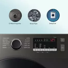Samsung 9 kg 5 Star Digital Inverter Motor Fully Automatic Front Load Washing Machine WW90T4040CX1TL Hygiene Steam Inox 0 2
