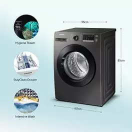 Samsung 9 kg 5 Star Digital Inverter Motor Fully Automatic Front Load Washing Machine WW90T4040CX1TL Hygiene Steam Inox 0 3