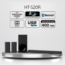 Sony HT S20R Real 51ch Dolby Digital Soundbar for TV with subwoofer and Compact Rear Speakers 51ch Home Theatre System 400WBluetooth USB Connectivity HDMI Optical connectivity 0 0