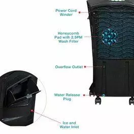 Symphony HiCool i Personal Air Cooler with Remote Honeycomb Pad Automatic Vertical Swing 31L Black 0 3