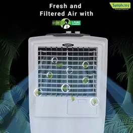 Symphony HiFlo 27 Personal Air Cooler For Home with Powerful Blower Honeycomb Pads i Pure Technology and Low Power Consumption 27L Gray 0 2
