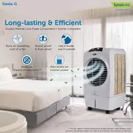 Symphony Siesta G Desert Air Cooler For Home with Aspen Pads Powerful Fan Cool Flow Dispenser and Low Power Consumption 45L Grey 0 4