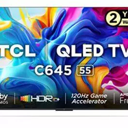 TCL 139 cm 55 inches 4KUltra HD Smart QLED Google TV 55C645 Black 0