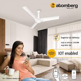 atomberg Aris Starlight 1200mm Ceiling Fans with Underlight IoT and Remote Control Smart Fan with Noiseless Operation BLDC Motor 5 Star Rated Ceiling Fan 21 Year Warranty Marble White 0 1