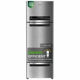 Whirlpool FP 263 Protton Roy, 215 Litre 3 Door Refrigerator with Zeolite Technology and 32 Litre Vegetable Storage, Alpha STEEL