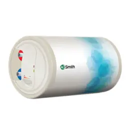 AO Smith Elegance 15, 15 Litre Storage Water Heater with Blue Diamond Glass and Glass Coated Incoloy heating element left hand side, White