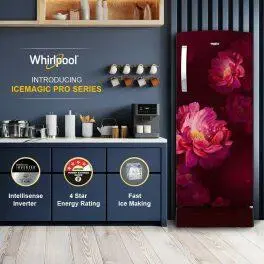 Whirlpool 215 IMPRO ROY, 192 L 3 Star Icemagic Pro Inverter Direct-Cool Single Door Refrigerator, With Base Drawer, Wine Peony