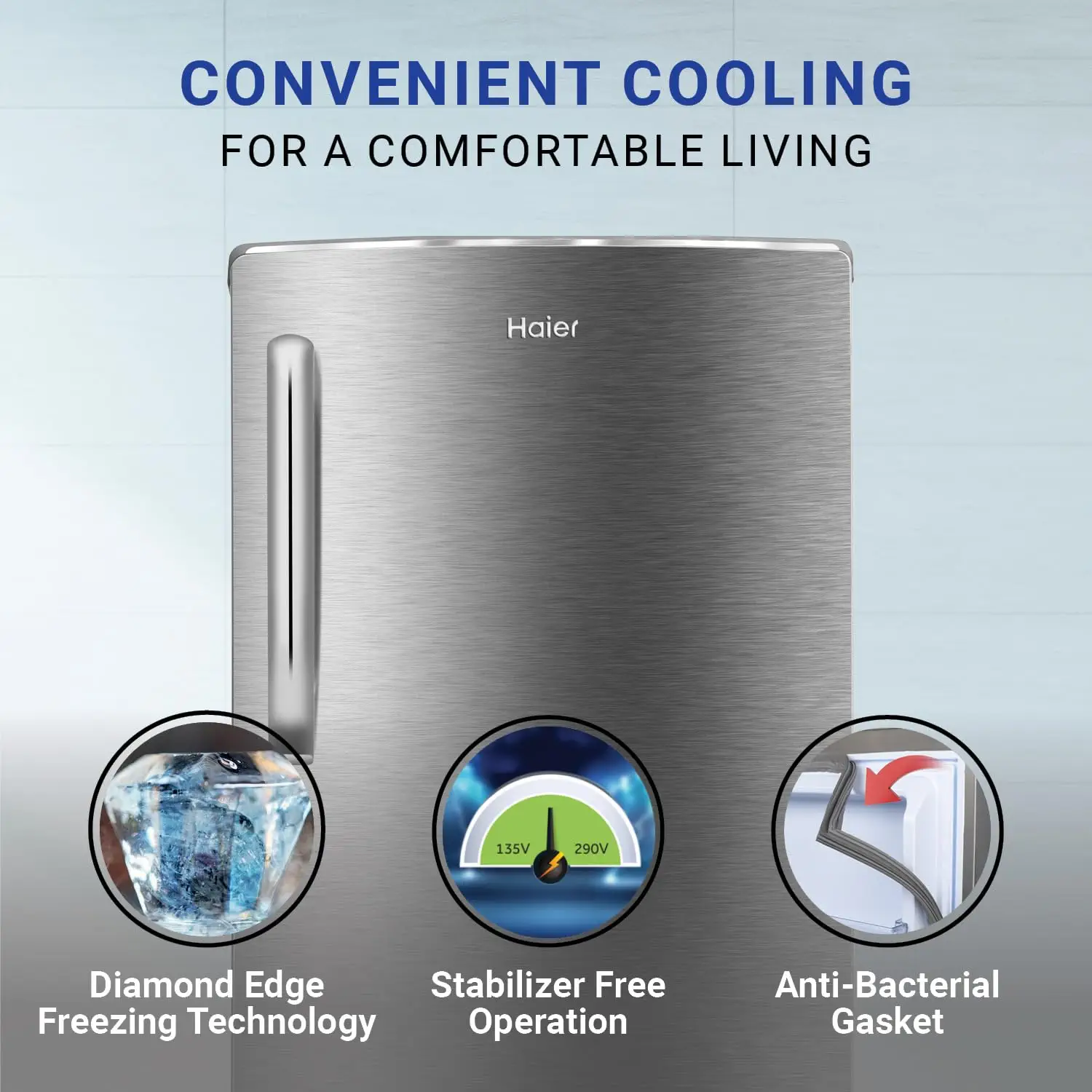 Haier 205 Litre 2 Star, Single Door Refrigerator, Inox Steel (HRD-2262BIS)