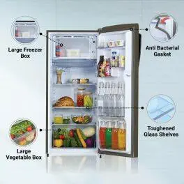 Haier 205 Litre 2 Star, Single Door Refrigerator, Inox Steel (HRD-2262BIS)