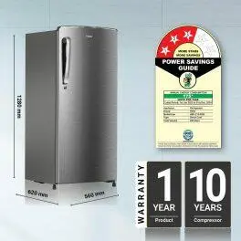 Haier 205 Litre 2 Star, Single Door Refrigerator, Inox Steel (HRD-2262BIS)