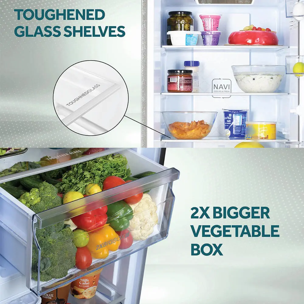Haier HRF-4083BGK, 358 Litre 3 Star Double Door Refrigerator with Triple Inverter and 10-in-1 Convertible, Graphite Black