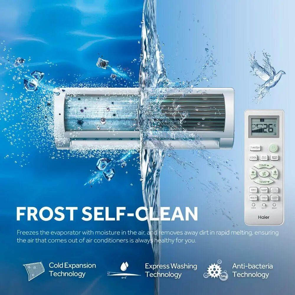 Haier HS13C-TQ3BN 1 Ton 3 Star Inverter AC with Supersonic Cooling & 7-in-1 Convertible, White
