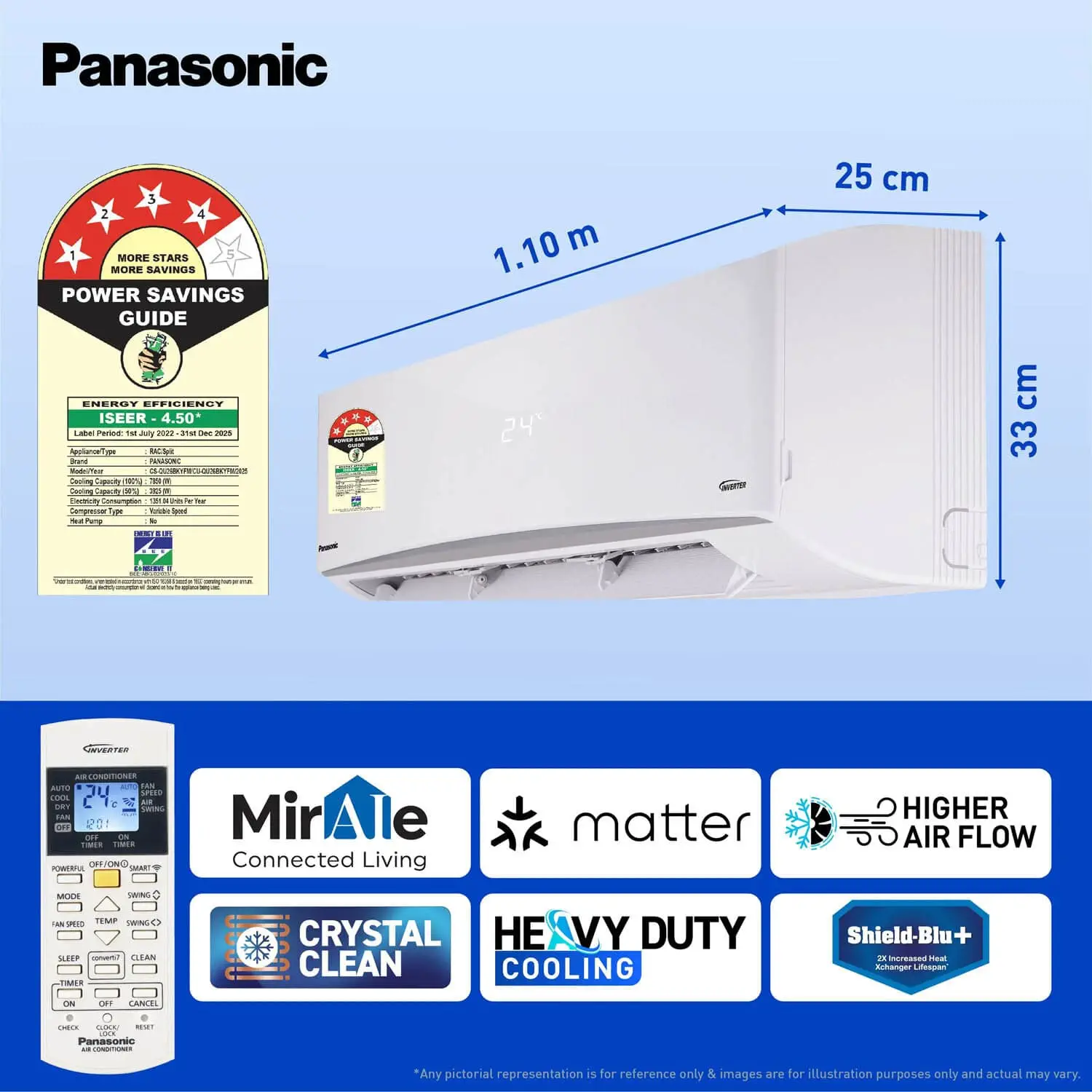 Panasonic CU-RU18AKY 1.5 Ton 3 Star Inverter AC with 7-in-1 Convertible, White