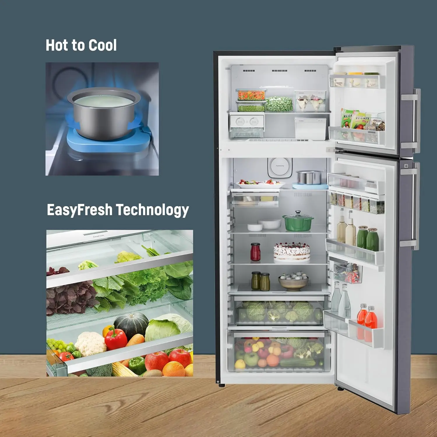 Liebherr TDLBSB3111, 316L 2 Star inverter, Hot to Cool, Frost Free Double Door Refrigerator, 20 Years Warranty on Compressor, Black Gloss