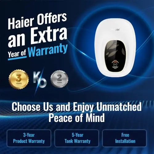 Haier EI3V-Pret, 3 Litre Instant Water Heater with 5 Star Rating, Shock Proof, 8 Bar Rated Pressure and IPX4 Water Resistance, Ivory