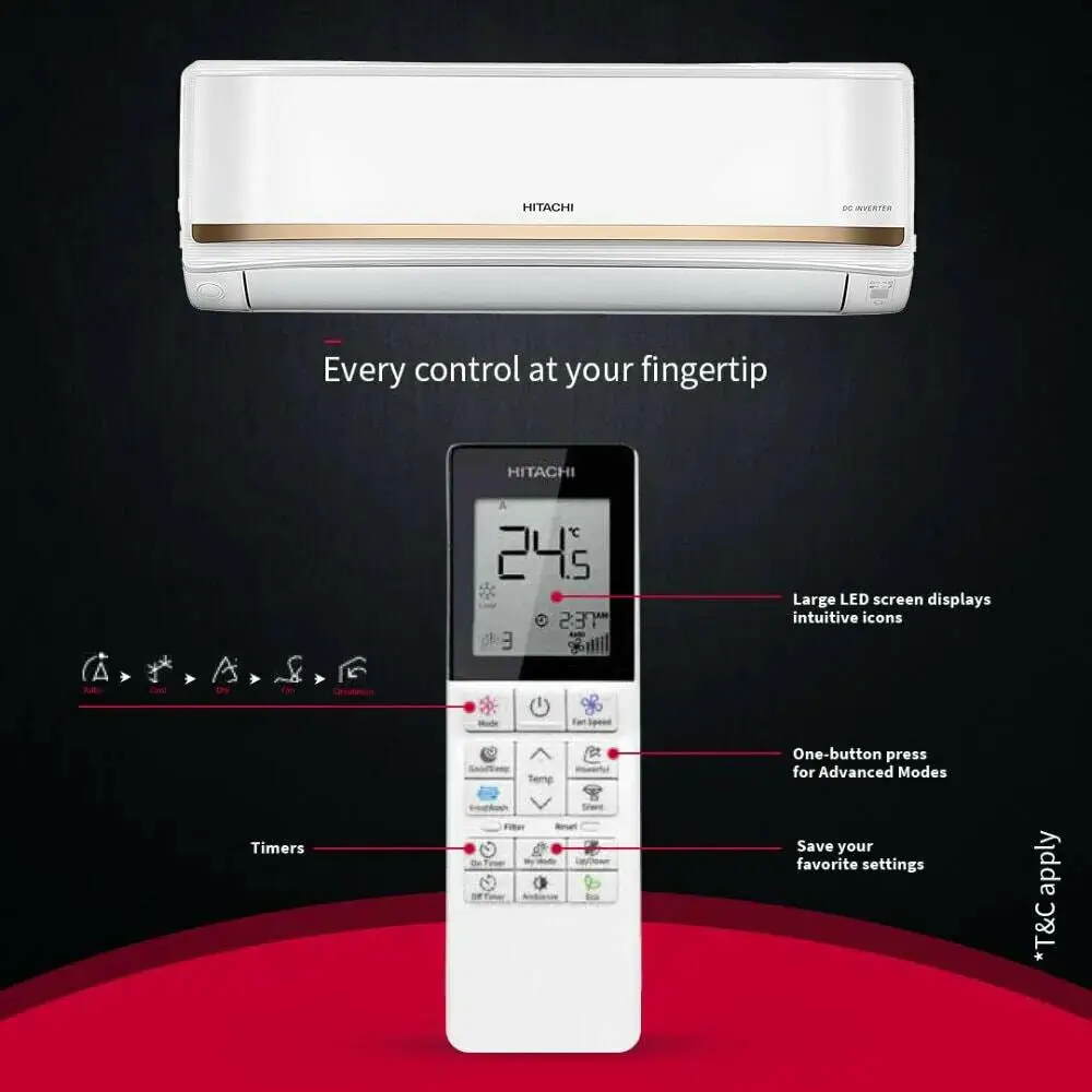 Hitachi RASG322PCAISF, 1.8 Ton 3 Star Inverter Split AC with Xpandable Plus, 100% Copper and Dust Filter, Dual Gold