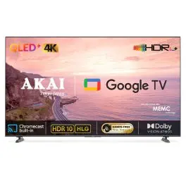 AKAI AL100GQU-SFWS, 4K Google TV with Bezel Less Display and Built in Chromecast, Black