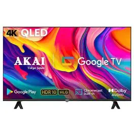 Akai AL43GQU-SFWS, 43 Inch Q-LED Google TV with Atmos Sound, 60Hz Refresh Rate, HDR 10, Bezelless Design Display, Black