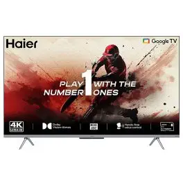 Haier 43P7GT, 4K Smart Google TV with Hands Free Voice Control, Dolby Atmos and Metal Bezeless Design, Black